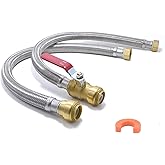 TT FLEX 24 inch Water Heater Connector Kit 3/4" Ball Valve x 3/4" FIP, Water Heater Supply Line, Stainless Steel Braided Flex