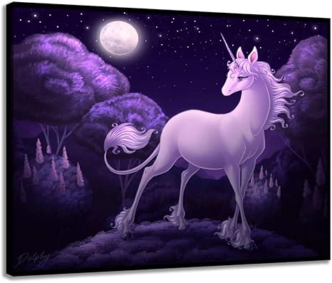 Amazon 油絵 アートパネル ラストユニコーン ポスター 動物画 漫画 インテリアおしゃれ 壁飾り おしゃれ キャンバス 壁紙ポスター モダンアート インテリア 贈り物40x60cm フレームレス ウォールステッカー オンライン通販