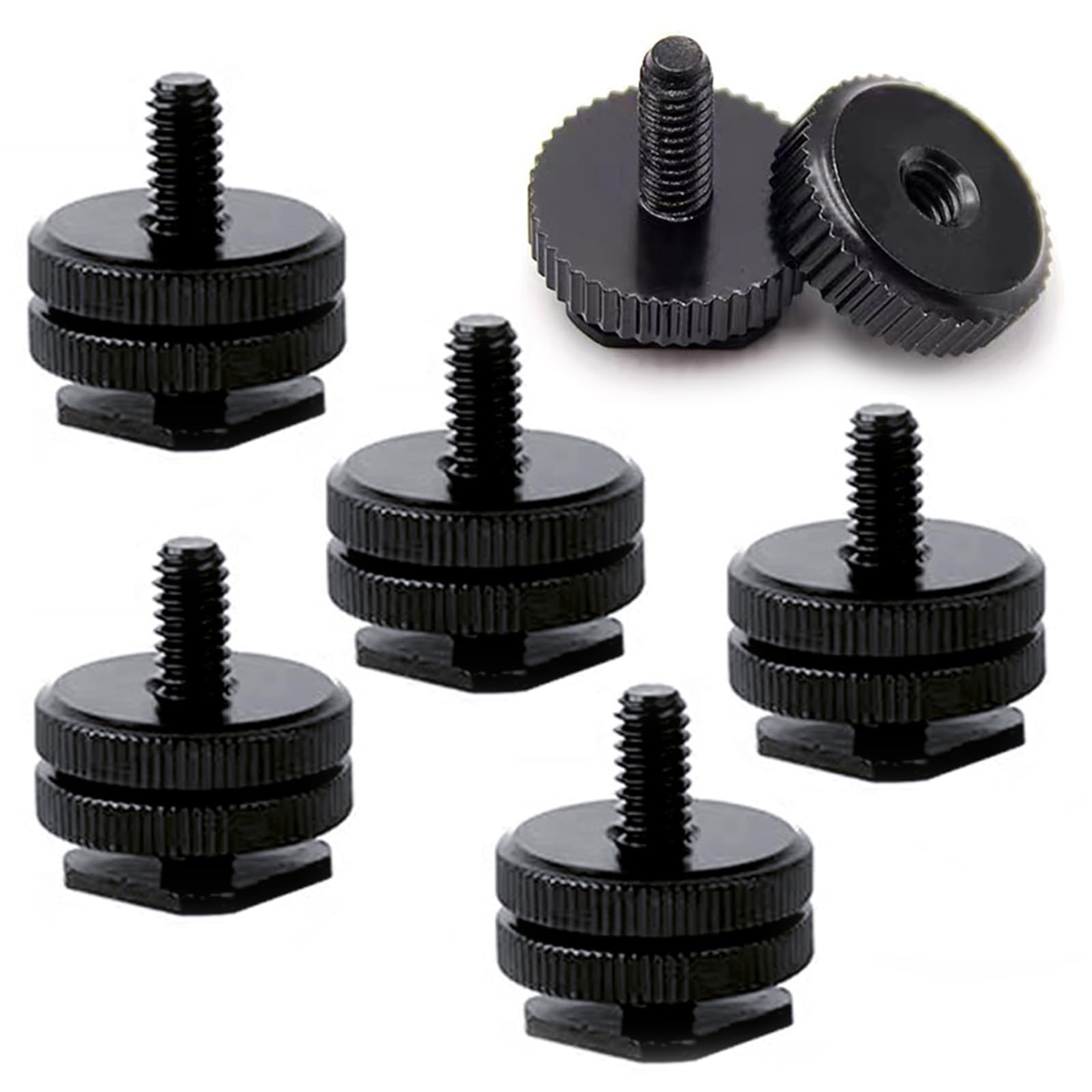 Camera Hot Shoe Mount to 1/4"-20 Tripod Screw Adapter, Flash Shoe Mount for DSLR Camera Rig (Pack of 6)