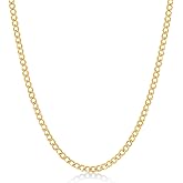 Gelin 14k Real Gold Curb Chain Necklace for Women | Thin Cuban Chain Necklace in 14k Gold | Dainty Pendant Necklaces | Delicate Layering Jewelry | Gifts for Christmas, 18"