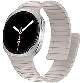 Bisikor Magnetic Bands Compatible with Samsung Galaxy Watch 8 Band 40mm 44mm/Galaxy Watch 8 Classic 46mm, Magnetic Silicone Replacement Strap for Women Men, Starlight