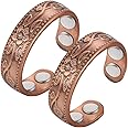 Vicmag Copper Magnetic Rings for Women Magnetic Ring 99.9% Copper Finger Ring Ultra Strength Magnet Gift Adjustable (Vintage Flower)