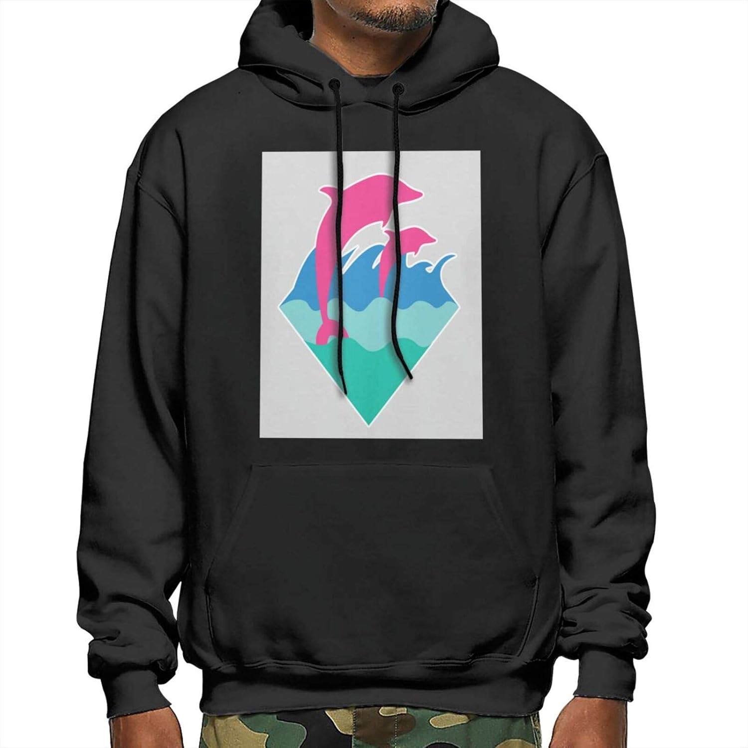 Pink Dolphin Loose Fit Hoodies Comfy Hooded Sweatshirt for