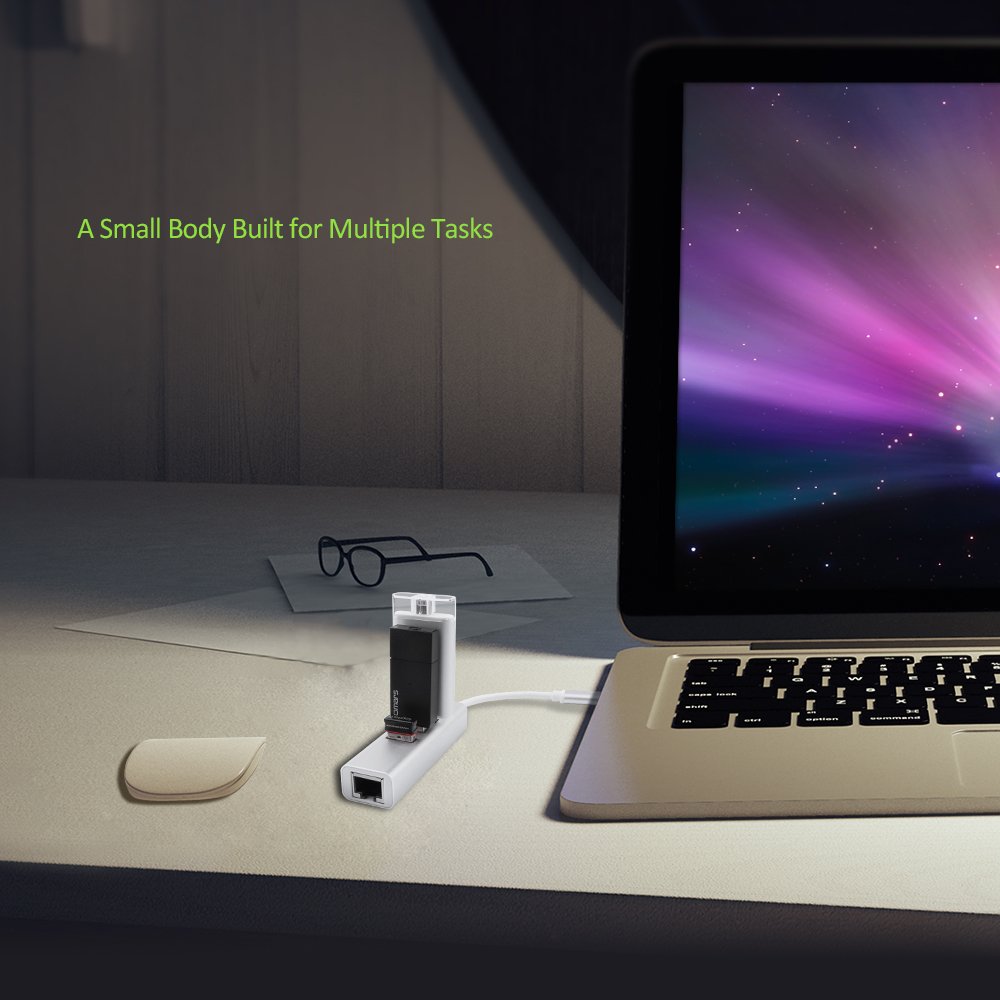 OMARS Hub USB C a 3 porte USB 3.0 con adattatore Ethernet per i dispositivi USB Tipo C inclusi il New Macbook, Macbook Pro 2016, ChromeBook Pixel 2015 e altri (3 * USB3.0 + Ethernet)