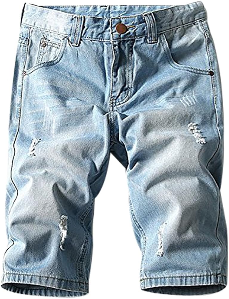 mens destroyed denim shorts