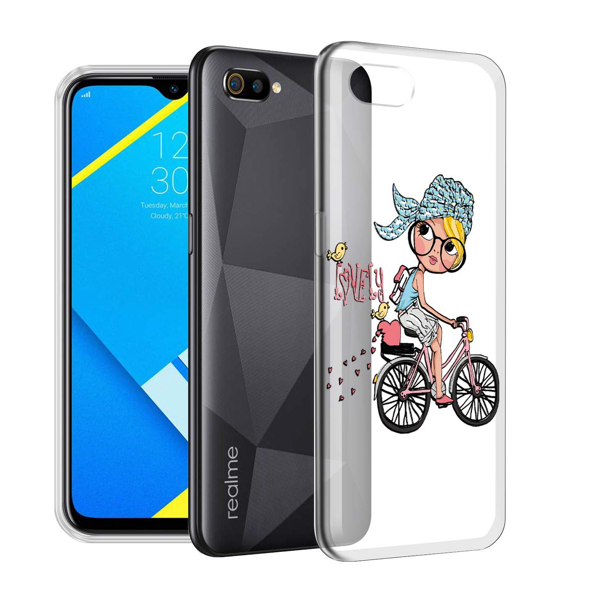 Nainz ''Lovely''Realme C2 Back Cover,Realme C2 Designer Printed Soft Silicone Back Cover for