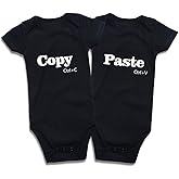 DEFAHN Funny Twins Baby Bodysuits Boys Girls Rompers 2 Pack Twin Matching Clothes Outfits for Newborn Infant