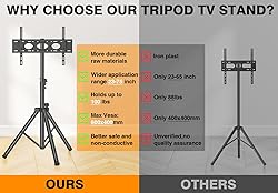 Tripod TV Stand for 23-75 inch Flat Screen/Curved