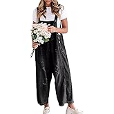 chouyatou Women Loose Adjustable Strap Denim Bib Overall Jeans Distressed Wide Leg Baggy Overalls Jumpsuit