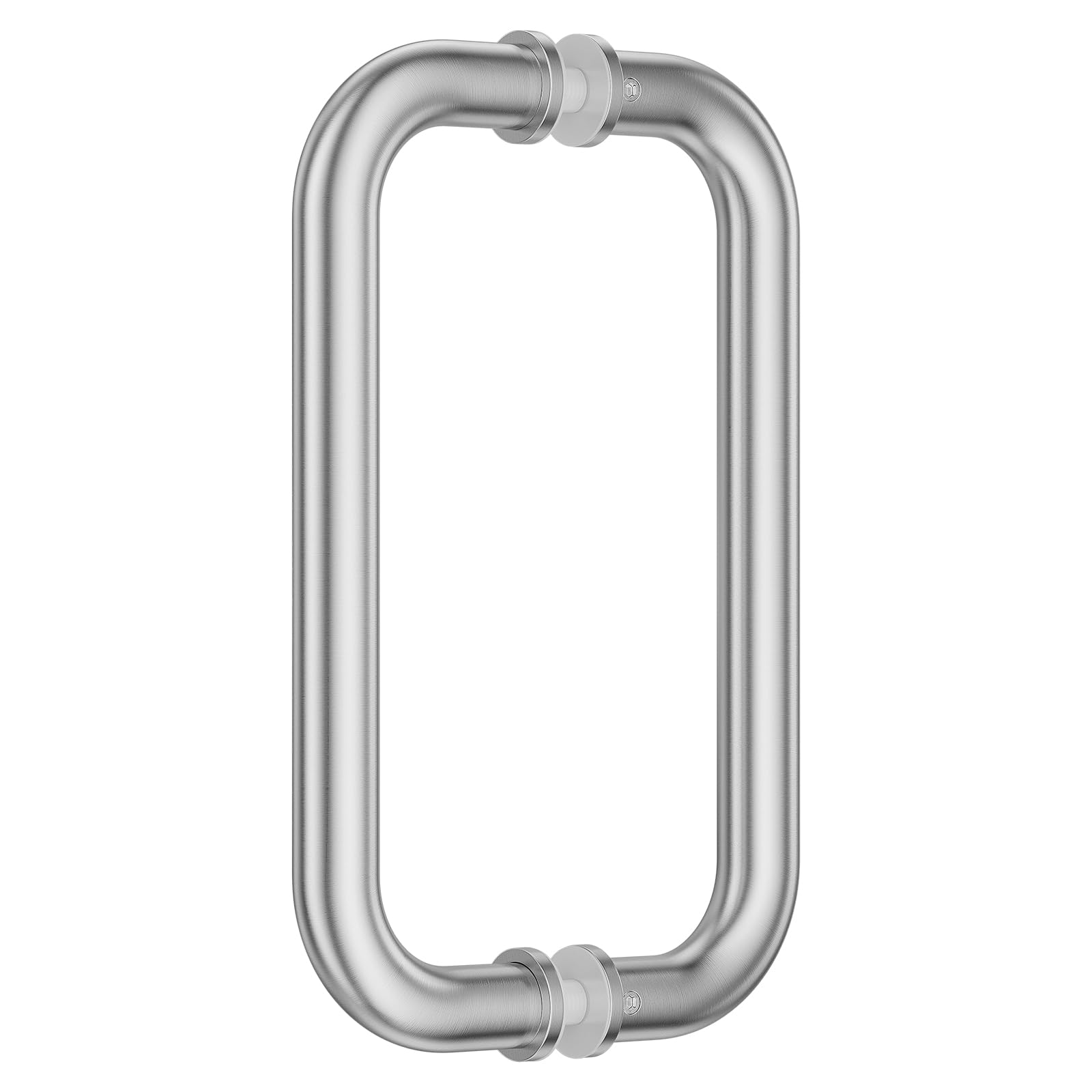 Ranbo Shower Glass Door Handle, 203mm (8 Inch) Hole Centres, Brushed Nickel, 304 Stainless Steel, 1.0mm Thick Tube, Fits 6–12mm (1/4"–1/2") Glass, for Bathroom Door Installation or Replacement.