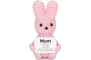 AVBODA Mini Mothers Day Mom Gifts from Daughter Son Cute Handmade Crochet Pink Bunny for Mothers Birthday Gifts for Mother New Mommy Step Bonus Mom Mother in Law Cute Thoughtful Mother's Day Present Ideas