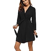 HOTOUCH Womens Robe Lightweight Short Knit Bathrobe Soft Ladies Sleepwear with Pockets