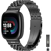 EZMVZKU Metal Watch Bands for Fitbit Versa 4/Sense 2/Versa 3/Sense Stainless Steel Replacement Strap for Versa 3/Versa 4 Wristband for Men Women