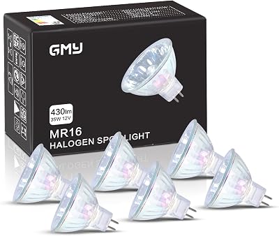GMY MR16 Halogen Bulbs 35W 12V GU5.3 3000K Warm White 6 Pack 4000H