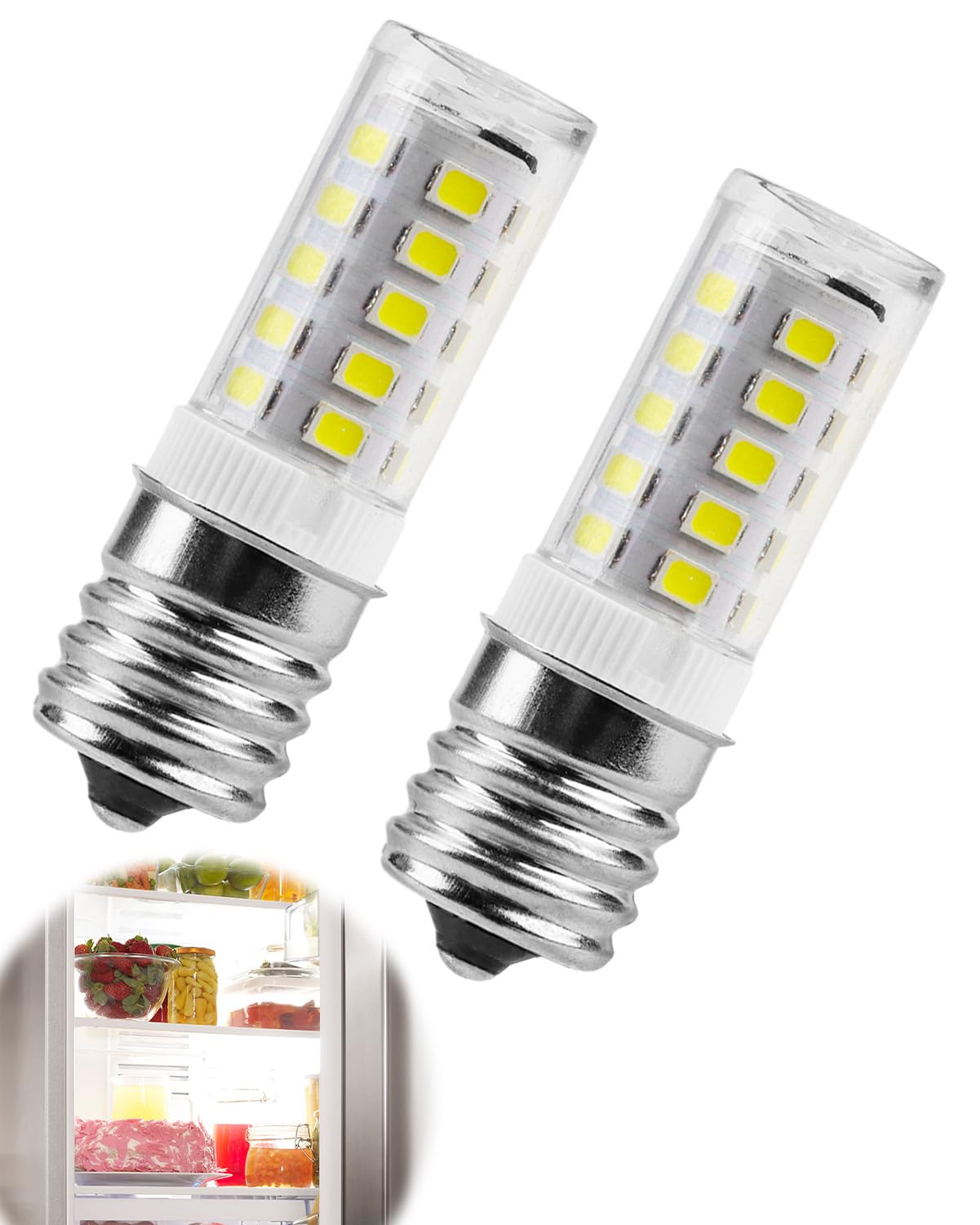 Photo 1 of 2 Pack Freezer Light Bulb Replacement Kei D28a Kel 2811 E17 LED Bulb Intermediate Base Light Bulbs KEI D28A, KEI D28M, KEL 2815, Refrigerator Fridge Lightbulb 100-265V White 800LM 5304498578