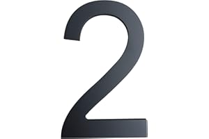 BETLIGHT 6 Inch House Numbers- Modern Floating Stainless Steel Home Address Number Elegant Black Finish,Number 2