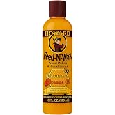 Howard Products Beeswax Wood Polish &amp; Conditioner, Feed-N-Wax, Beeswax Furniture Polish For Wood, 16 Oz, Orange