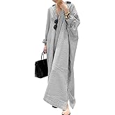 chouyatou Women's Casual Long Sleeve Button Down Loose Striped Cotton Maxi Shirt Dress