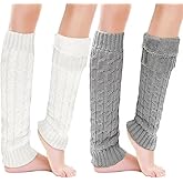 Aligiftqod 2 Pairs Winter Fleece Lined Leg Warmers for Women Skating Leg Warmer Long Boot Socks for Women