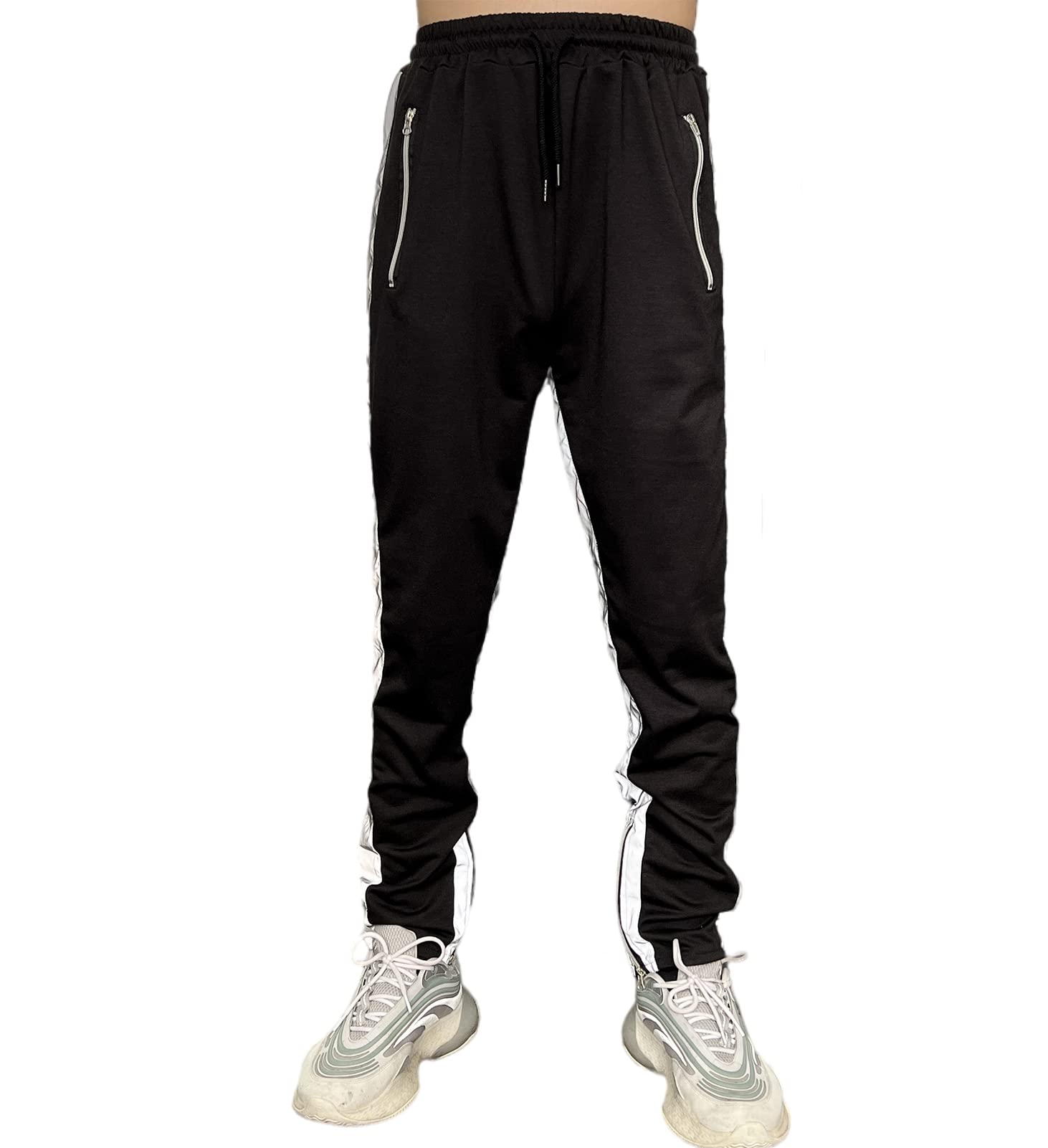 LZLRUN Reflective Striped Pants Men Brand Hip Hop Dance Fluorescent Rave Trousers Casual Harajuku Night Sporting Jogger