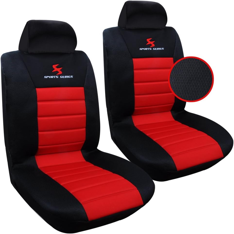 WOLTU Car Van Seat Covers Front Pair red black Universal for Cars Vans Car Seat Protector, 2er Set