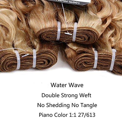 Brazilian P27/613 Water Wave Curly Blonde Human Hair Extensions Unprocessed Human Hair Bundles Weft 1PC 100g