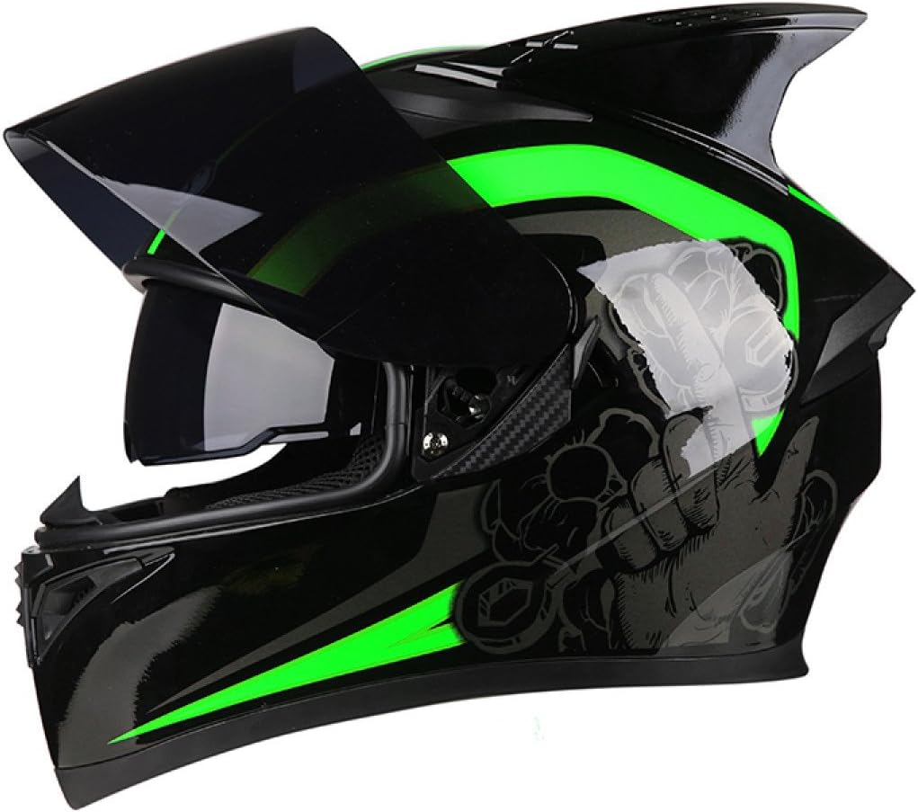 POCFG Motorcycle Electric Car Helmet Men And Women Safety Fog Flip Cover Winter Full Helmet Covered With Bluetooth Horns,3-XL