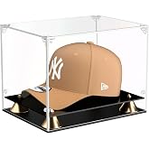 KOLIPI Hat Display Case, Clear Acrylic Baseball Cap Display Box Stand | Baseball Cap Holder for Snapbacks Mini Helmets, Double-Layer Base, Stable Display, Dustproof Protection, Assembly Required