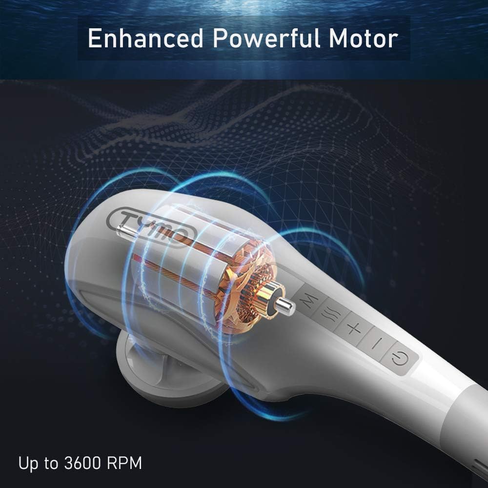 TYMO WHITE WHALE Handheld Massager - Heat Therapy Massager with Silicone Nodes for Comfortable use, Powerful (3600 RPM) Deep Tissue Percussion for Pain Relief, Cover 90% Body Massage: Health & Personal Care