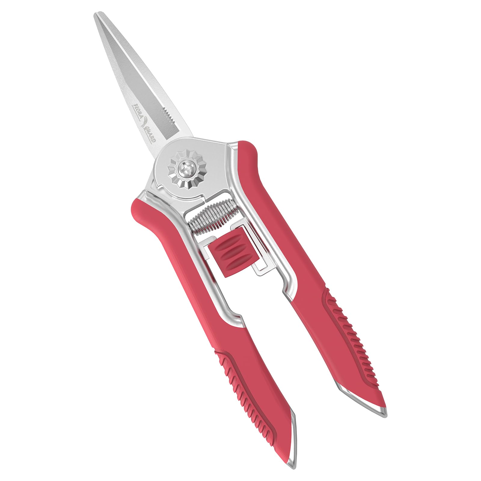FLORA GUARD Micro-Tip Pruning Snip, 6.5 Inch Secateurs with Soft-Touch Handle, Pruning Shears, Stainless Steel (Red)