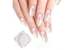 Pretty Diva Glazed Donut Nail Chrome Powder - White Pearl Chrome Nail Powder Magic White Chrome Powder for Nails, High Gloss Pearlescent Chrome Nail Powder for DIY Nail Art.