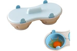 MOFALA 2 Cavity Microwave Egg Cooker, Breakfast Double Row Egg Cooker, Poached Egg Cup Kitchen Cooking Gadgets (Light Blue)