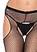 Leg Avenue Women's Plus Size Suspender Pantyhose, Black Fishnet, 1X