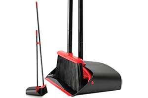 TreeLen Broom and Dustpan Set for Home,Upright Broom and Dustpan Combo Sweep Set
