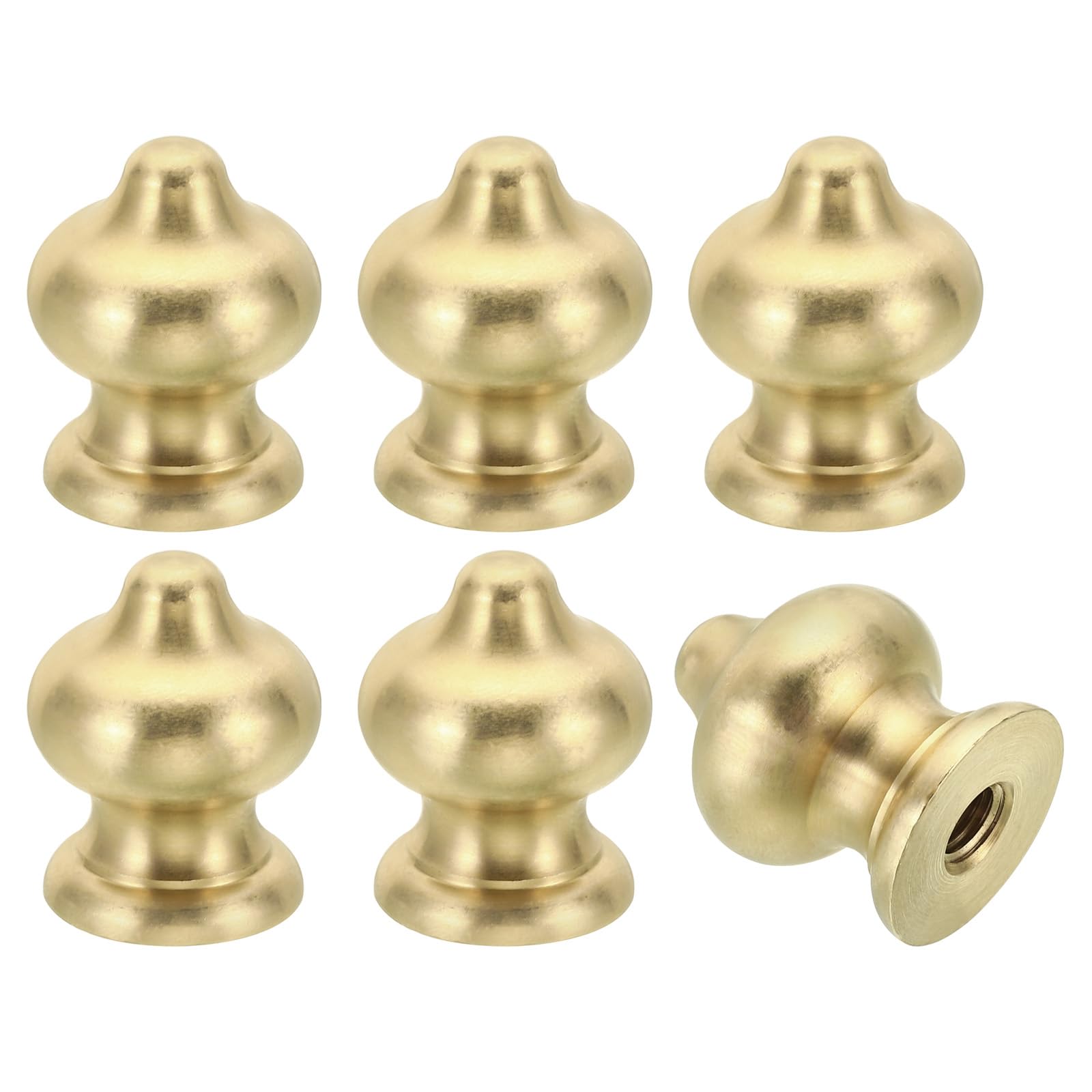 PATIKIL 1/4-27 Lamp Finial Ball Cap Knob, 6 Pack Lamp Shade Harp Top Screw Nut Decoration for Table Lamps, Solid Brass