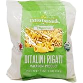 L'Oro Del Sud Organic Ditalini Pasta, 100% Durum Wheat, 16 oz (Pack of 4) | Ditali Italian Pasta Made from 100% Durum Wheat, Tubetti Premium Quality, Non-GMO, Kosher Certified, Product of Italy