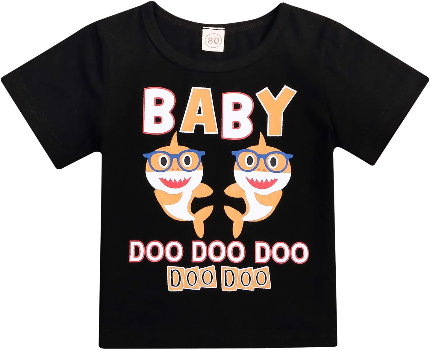 Newborn Baby Boys Girls Shark Doo Doo Doo T-Shirt Infant Cute Short Sleeve Top Onesie Clothes