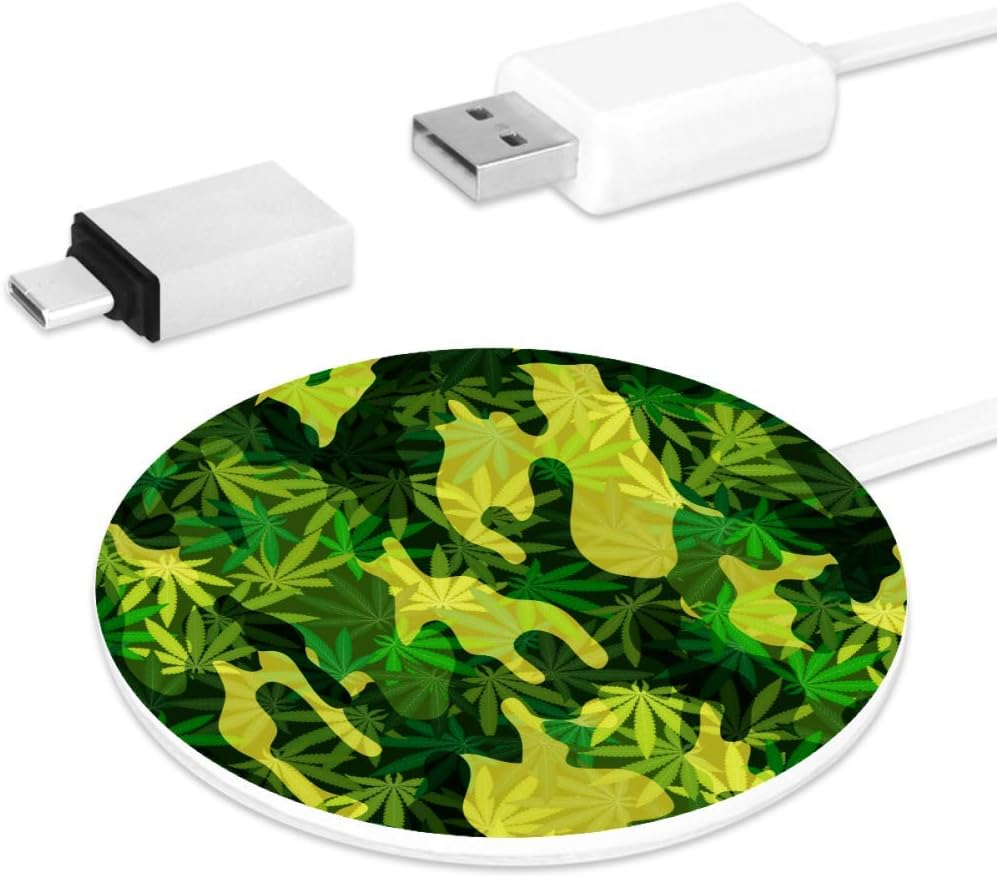 Green Marijuana Leaf Camouflage Wireless Charger Qi 10W