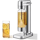 MOKKOM Sparkling Water Maker, Soda Maker with 1L PET Carbonating Bottle, Soda Streaming Machine and Beverage Carbonator, Compatible with 60L CO2 Carbonator (NOT Included) - Stainless Steel