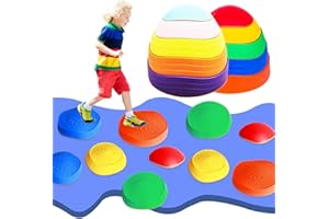 OMNISAFE Balance Stepping Stones for Kids, Non-Slip Textured Surface and Rubber Edges, Indoor & Outdoor Obstacle Course Toy, Exercise Coordination & Strength
