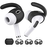 AhaStyle 3 Pairs AirPods Pro 2nd Generation Ear Hooks【Added Storage Pouch】 Anti-Slip Ear Covers Silicone Accessories Compatible with Apple AirPods Pro 2nd Generation (3 Large, Black)