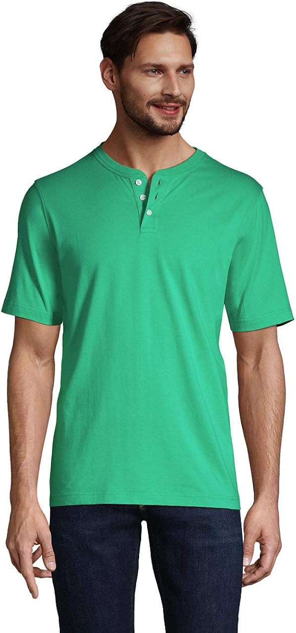 Lands' End Men's Short Sleeve SuperT Henley at Amazon Men’s Clothing store