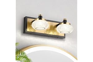 7Degobii 2-Light Bathroom Vanity Light Fixture Over Mirror Modern LED Acrylic Wall Lights for Bathroom 12" Inch Long Dimmable Black and Gold Color 4000K 10W 110V AC.