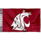 College Flags & Banners Co. Washington State Cougars Printed Header 3x5 Foot Banner Flag