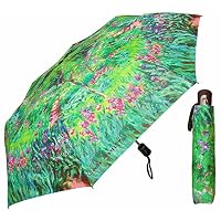 (44 inch) Monet Secret Garden - Auto Open Close - Mini Travel Umbrella - by Adjore