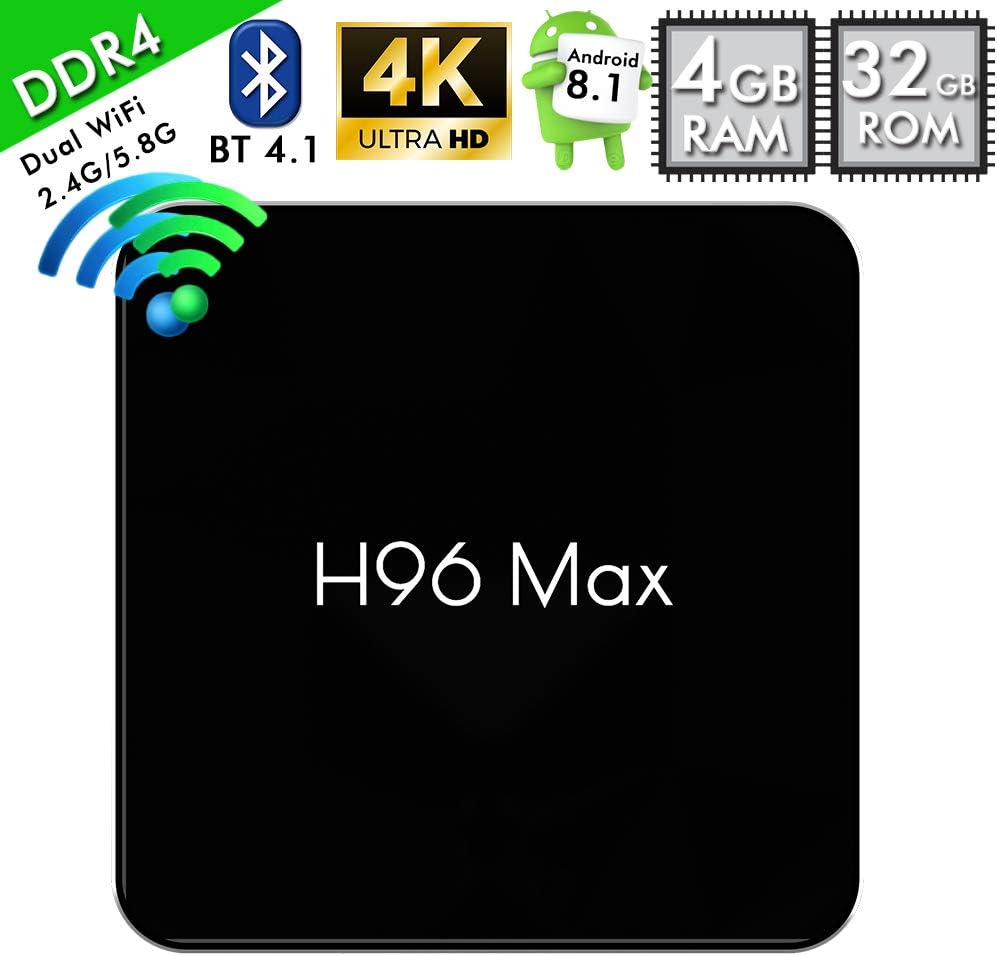 Caseloop Topselling Store Android 8.1 TV Box, Yongf H96 MAX X2 Quad Core 4GB+32GB Smart TV Box S905X2 H.265 Support BT4.1 USB3.0 WiFi 3D 4K Full HD Steaming Media Player
