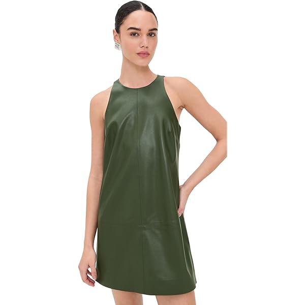 Saylor Women's Damian Faux Leather Mini Dress, Chocolate, M at Amazon Women's Clothing store Saylor Women's Damian Faux Leather Mini Dress, Chocolate, M at Amazon Women's Clothing store