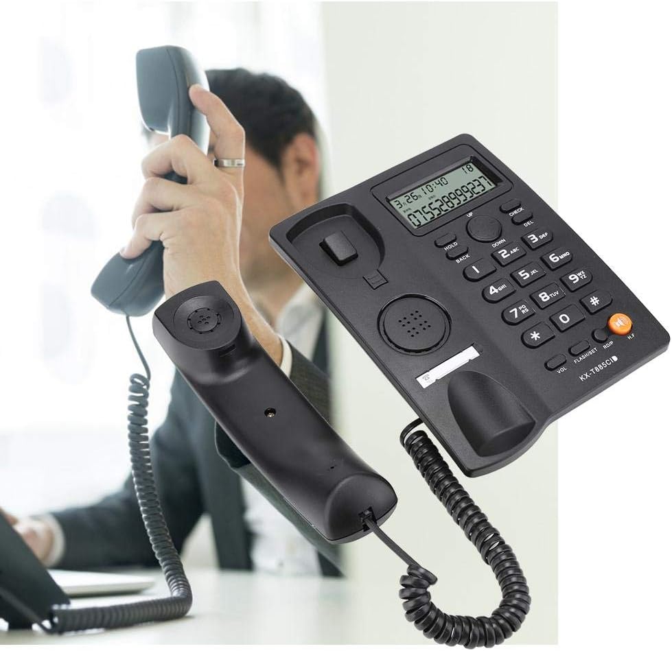 Wandisy Telefono Estandar Con Cable Identificador De Llamadas En Ingles Telefono Llamadas Manos Libres Telefono Fijo Para Oficina En Casa Hotel Negro Telefonos Analogicos
