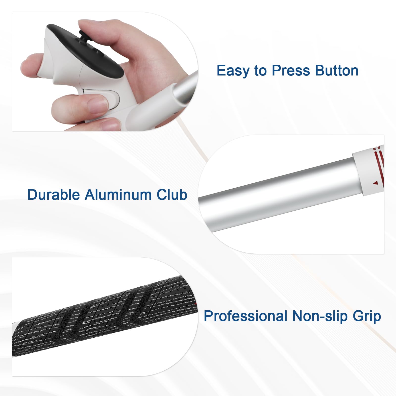 AMVR Golf Club Attachment Compatible with Meta/Oculus Quest 3S/Quest 3, Non-Slip VR Golf Handle Grip for Golf +, 80 Degree Design Keep Tracking （for Right Controller, Not for Charging Dock Battery）