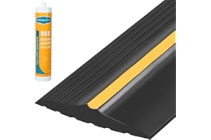 10FT Garage Door Bottom Threshold Seal Strip with 300ml Black Adhesive/Sealant, Universal Rubber DIY Bottom Floor Threshold S